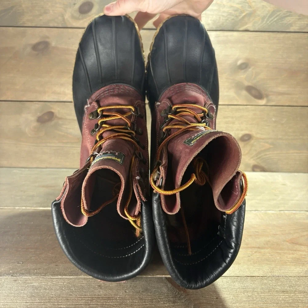 ll bean duck boots womens size 8 shoes red leather waterproof hunting rain